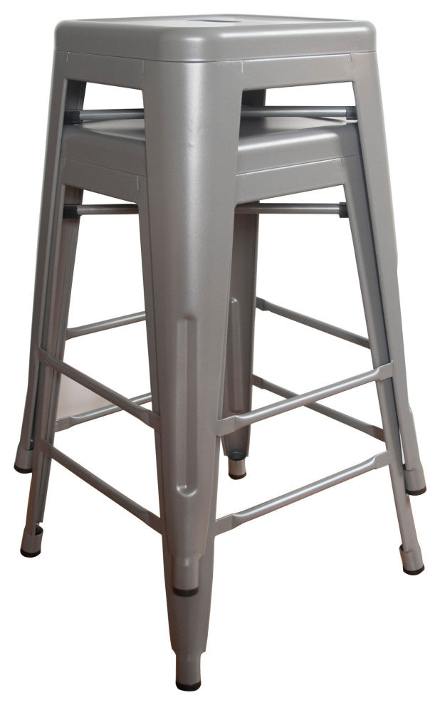 Loft Silver 24" Metal Bar Stool, Set of 2