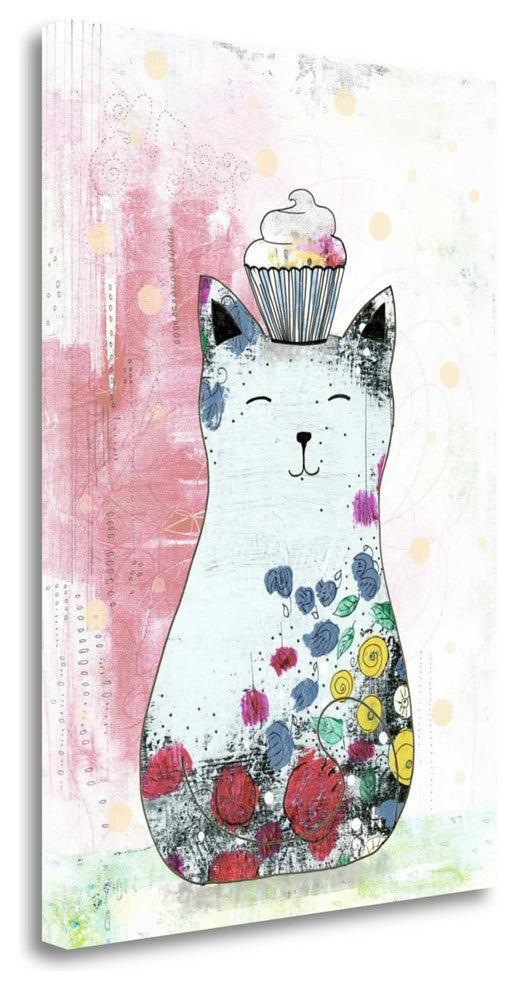 "Cat With A Cupcake II" By Sarah Ogren, Giclee Print on Gallery Wrap Canvas