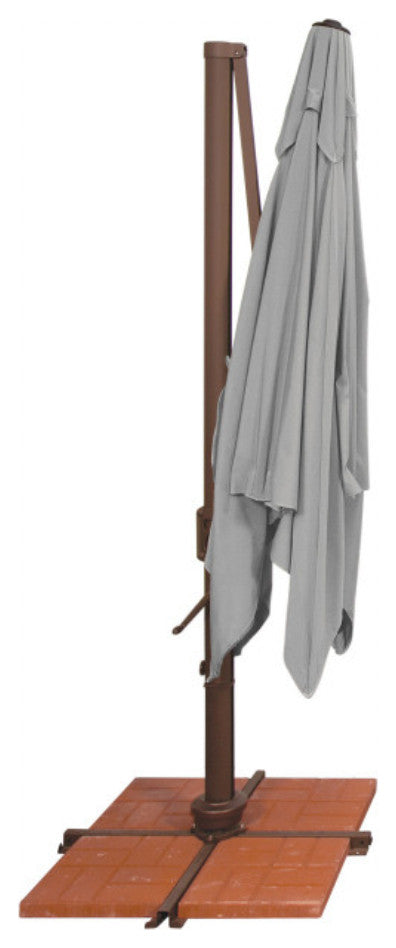 Bali Pro 10' Square Cantilever Umbrella With Lights, Beige/Solefin Fabric