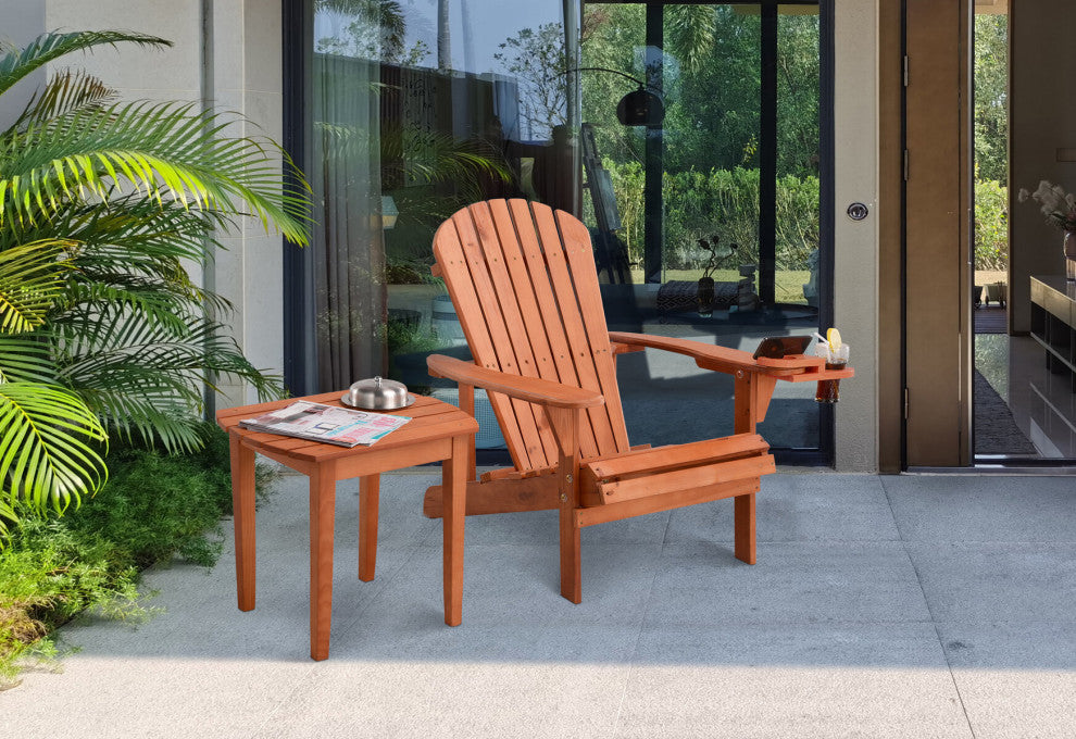 Earth Collection Adirondack Chair With phone and cup holder, Walnut, Two Adirond