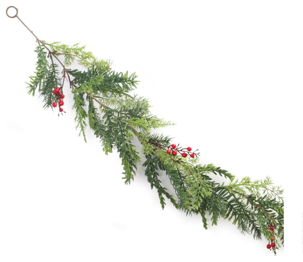 Mixed Pine Berry Garland, Set of 2