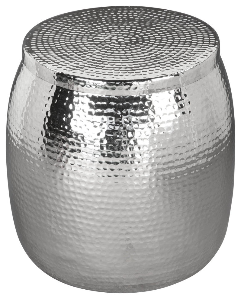 Sofa Side Table, Round, Aluminum, Metal, Silver, Lounge Cafe Lobby Hospitality