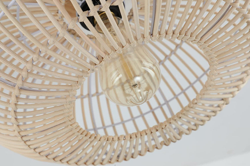 Rattan Semi Flush Mount Ceiling Light, Farmhouse Case Ceiling Lamp