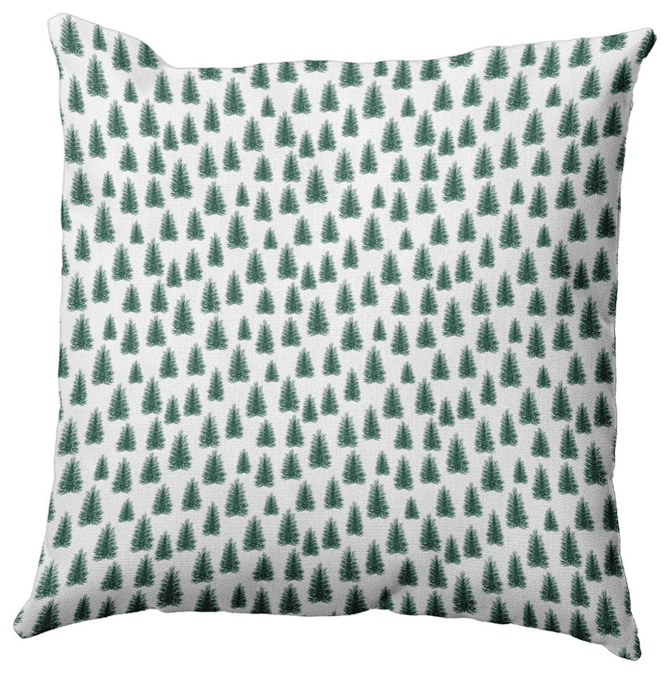 Christmas Trees Pattern Indoor/Outdoor Throw Pillow, Forest Green, 18"x18"