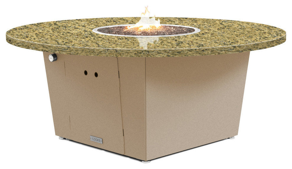 Fire Pit Table 55"D, Natural Gas, Santa Cecillia Granite, Beige