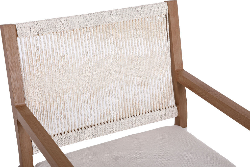 Maui Water Resisting Fabric Outdoor Patio Dining Arm Chair, Set of 2, Cream