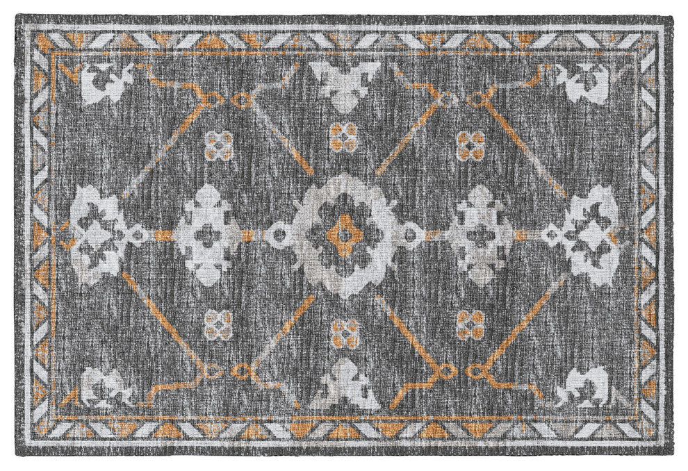 Indoor/Outdoor Sedona SN16 Charcoal Machine Washable 1'8" x 2'6" Rug