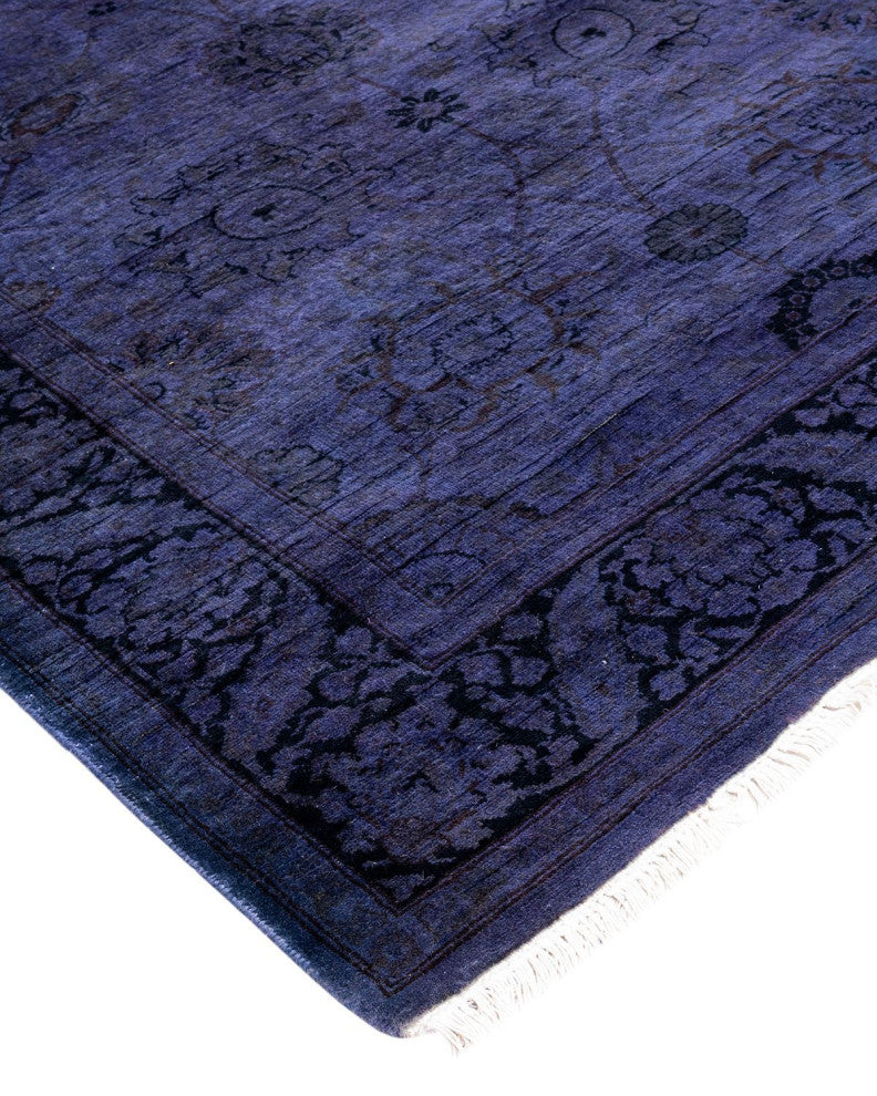 Fine Vibrance, One-of-a-Kind Hand-Knotted Runner Rug Purple, 3'1"x8'5"
