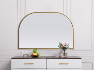 Metal Frame Arch Mirror 36X24 Inch, Brass