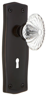 Prairie With Keyhole Double Dummy Oval Fluted Crystal Knob