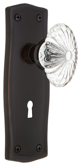 Prairie With Keyhole Double Dummy Oval Fluted Crystal Knob