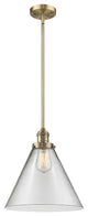 X-Large Cone 1-Light LED Pendant, Brushed Brass, Glass: Clear