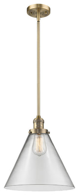 X-Large Cone 1-Light LED Pendant, Brushed Brass, Glass: Clear