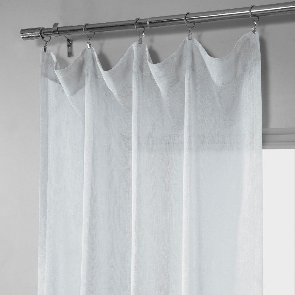 Solid FauxLinen Sheer Curtain, Single Panel, Aspen White, 50"x108"