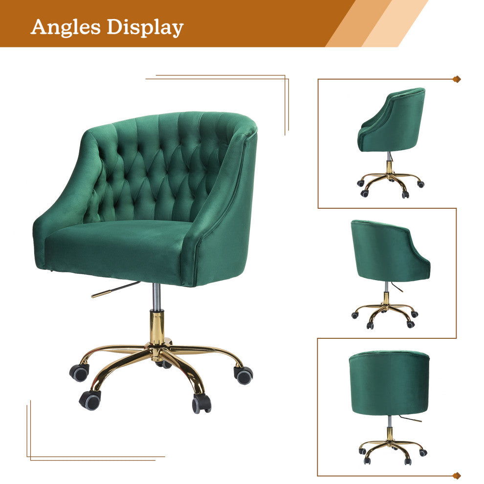 Home Office Swivel Chair with Button-Tufted Back, Green