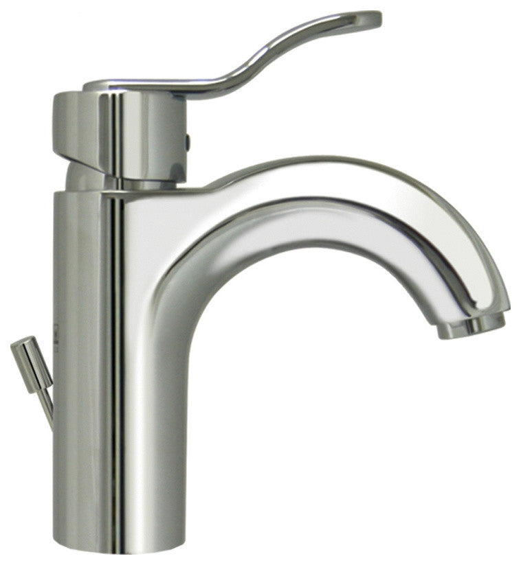 Wavehaus Single Hole and Lever Lavatory Faucet, Pop-Up Waste, Polished Chrome