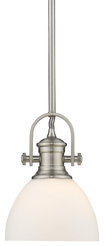 Hines Mini Pendant, Pewter, Opal Glass