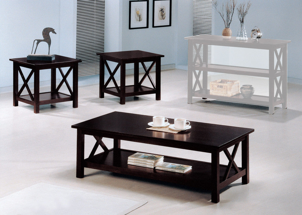 3 Piece Occasional Table Set, Dark Merlot