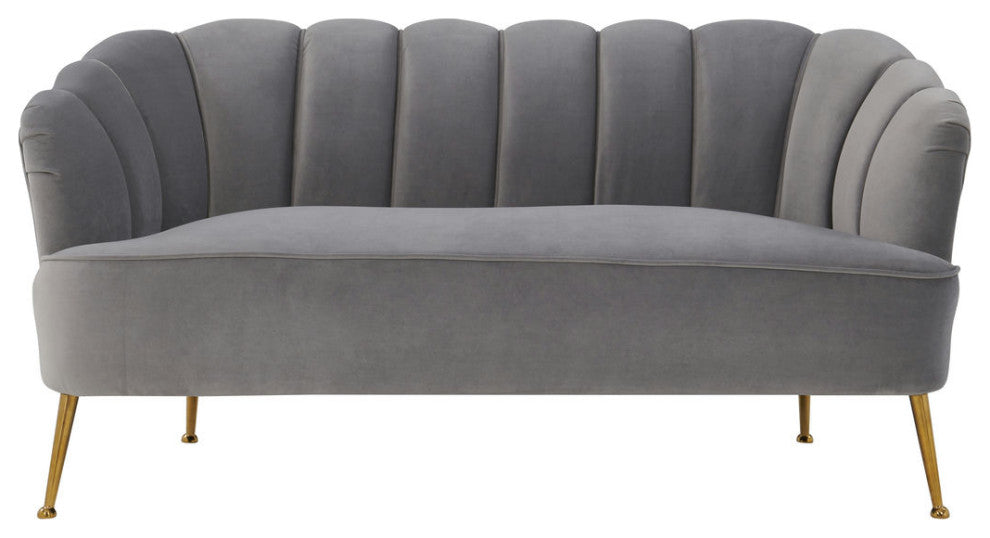 TOV Furniture Daisy Grey Velvet Settee