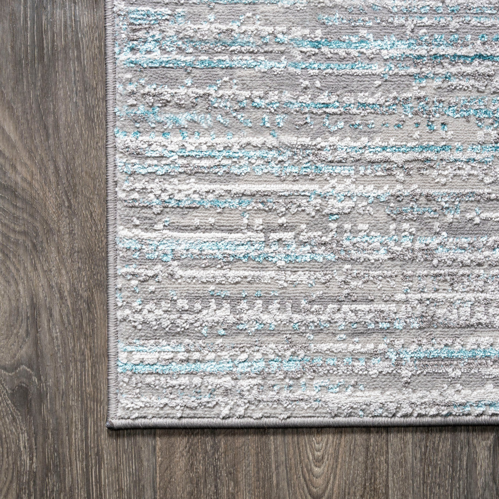 Loom Modern Strie' Area Rug, Gray/Turquoise, 4 X 6