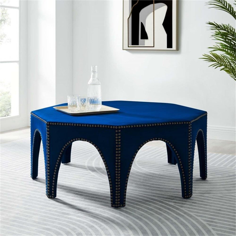 Victory Performance Velvet Ottoman, Navy