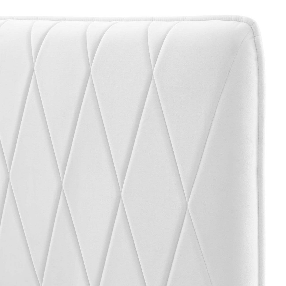 Headboard, Full Queen Size, Velvet, White, Modern Contemporary, Bedroom Master
