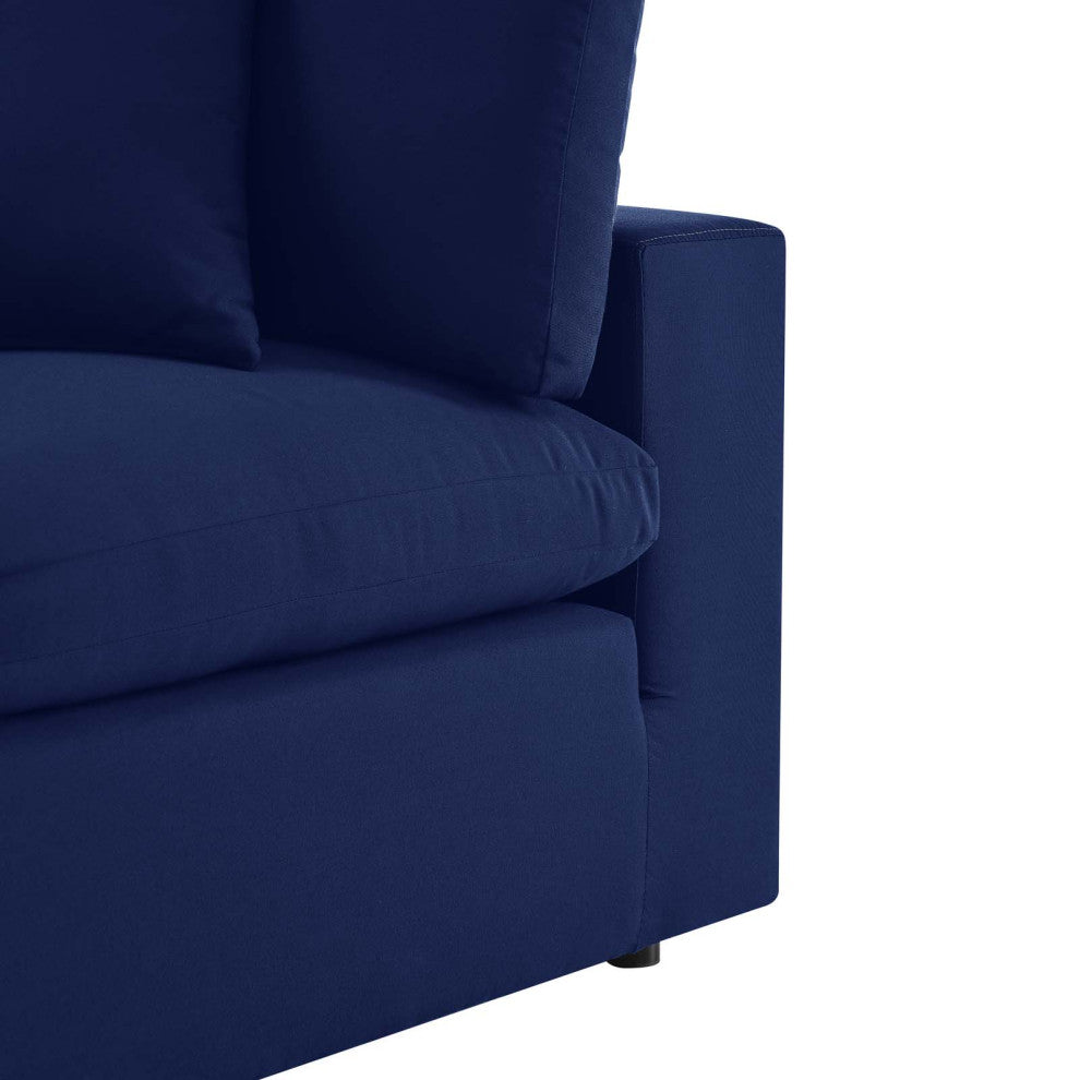 Modular Sectional Deep Sofa Chair Set, Sunbrella, Blue Navy, Outdoor Patio