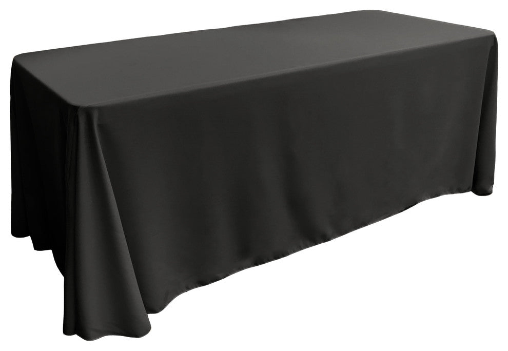 LA Linen Rectangular  Polyester Poplin Tablecloth, Black, 90"x156"