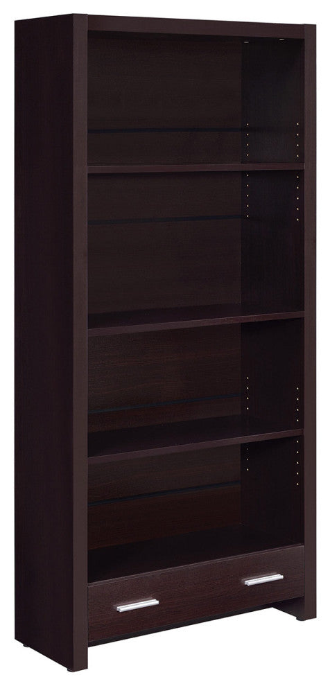 4-Shelf Bookcase with Storage Drawer, Cappuccino