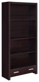4-Shelf Bookcase with Storage Drawer, Cappuccino