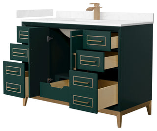 Marlena 48" Green Single Vanity, Cultured Top, Bronze Trim