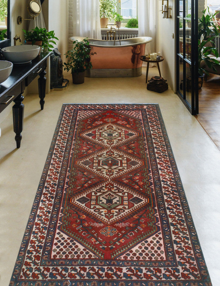 Fine Vintage Distressed Fatinah Red/Beige Runner, 5'2x10'1