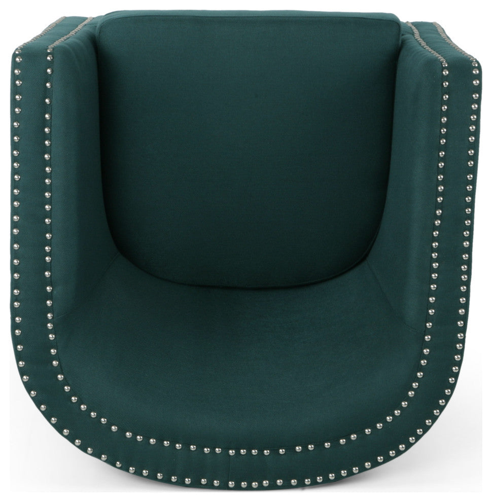 Jaymee Fabric Swivel Chair, Green and Black