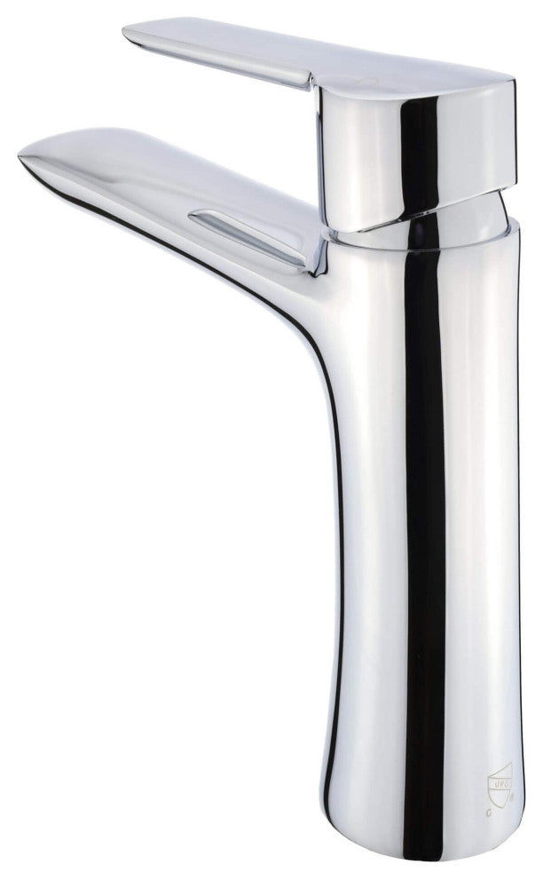 Fine Fixtures Round Single Hole Bathroom Faucet, Polished Chrome