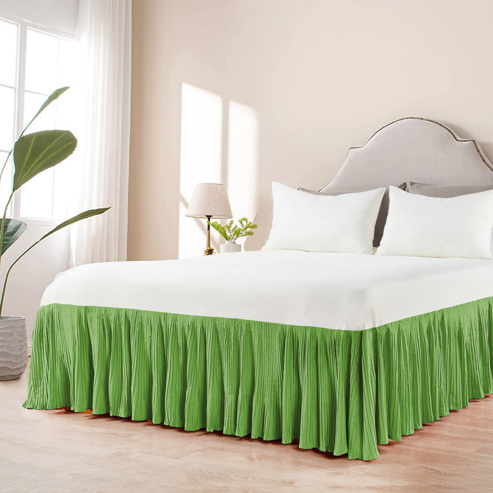 18" Pleated Bed Skirt, Green, King