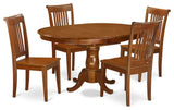 5-Piece Dining Room Set, Oval Table, Leaf and 4 Chairs Without Cushion