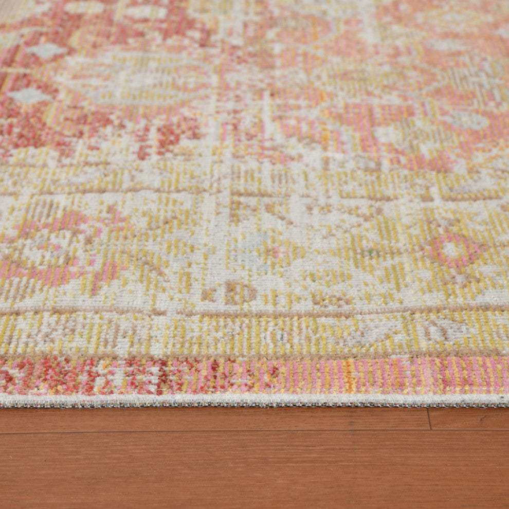 Ceniscia Tatum Vintage Polyester Area Rug, Salmon, 2'6"x8'