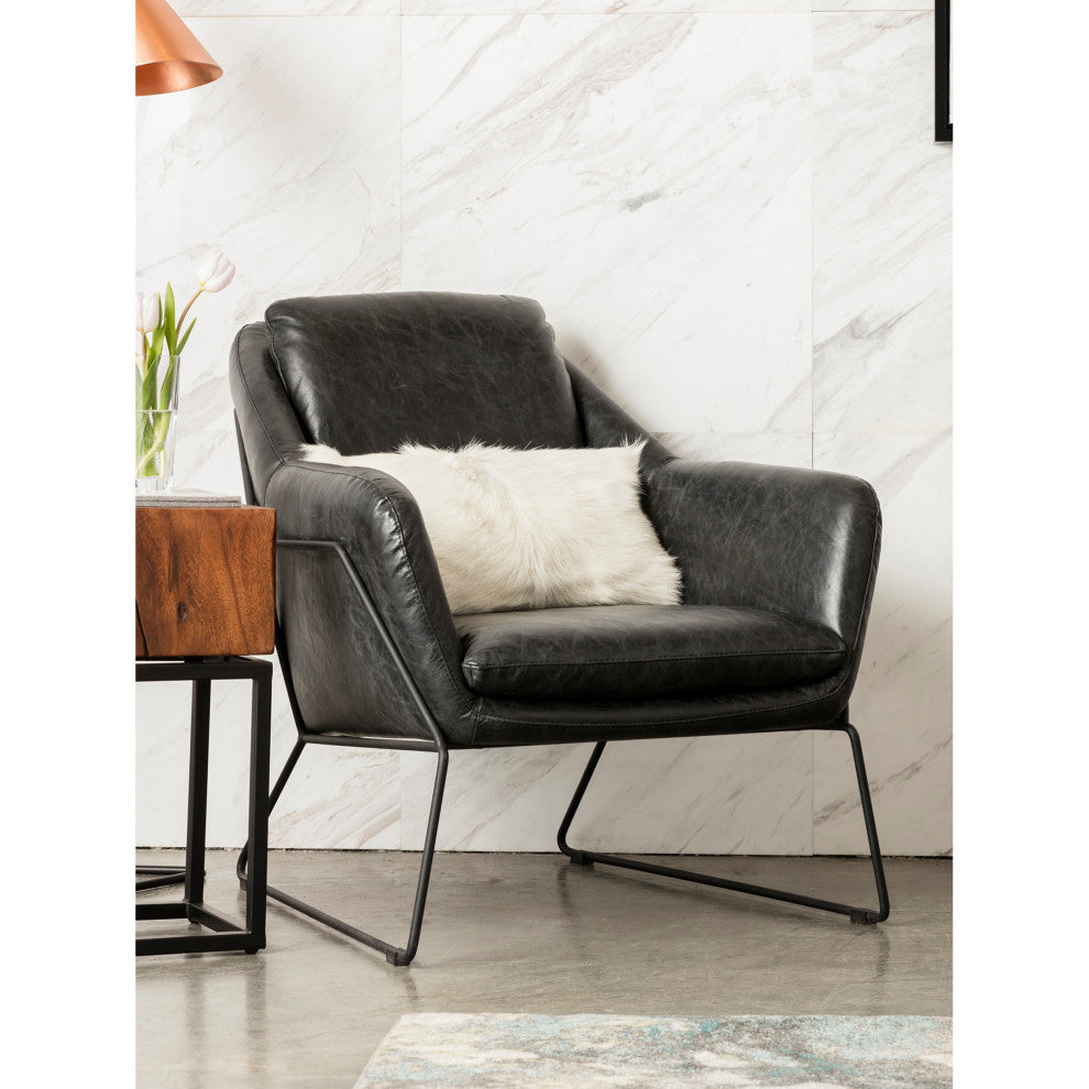 First of A Kind Greer Club Chair Onyx Black Leather