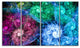 Multi Color Bright Exotic Flowers, Abstract Wall Art Canvas, 48"x28", 4 Panels