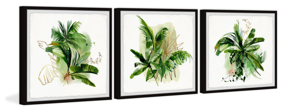 Coastal Greenery Triptych, 3-Piece Set, 18x18 Panels