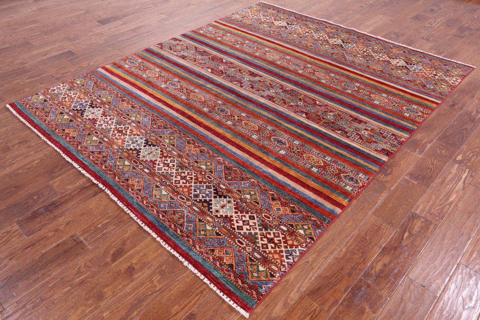 6' 8" X 8' 3" Super Kazak Khorjin Hand-Knotted Wool Rug Q10757