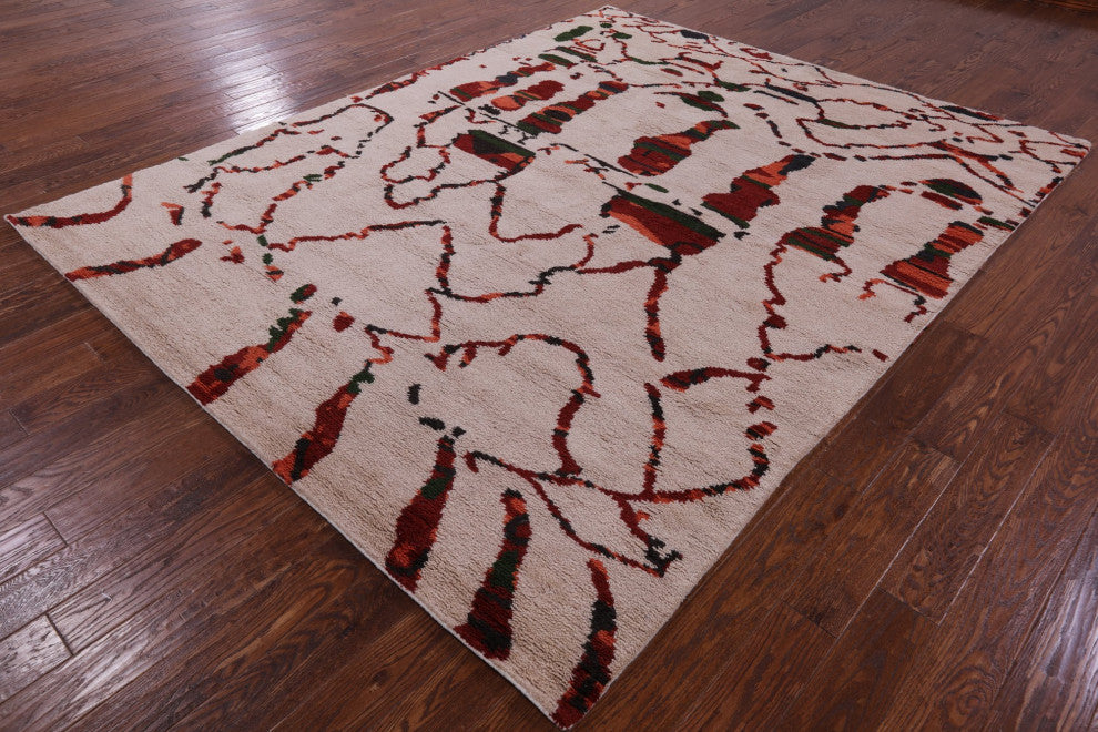 Moroccan Hand Knotted Wool Rug 8' 0" X 10' 2" Q9295