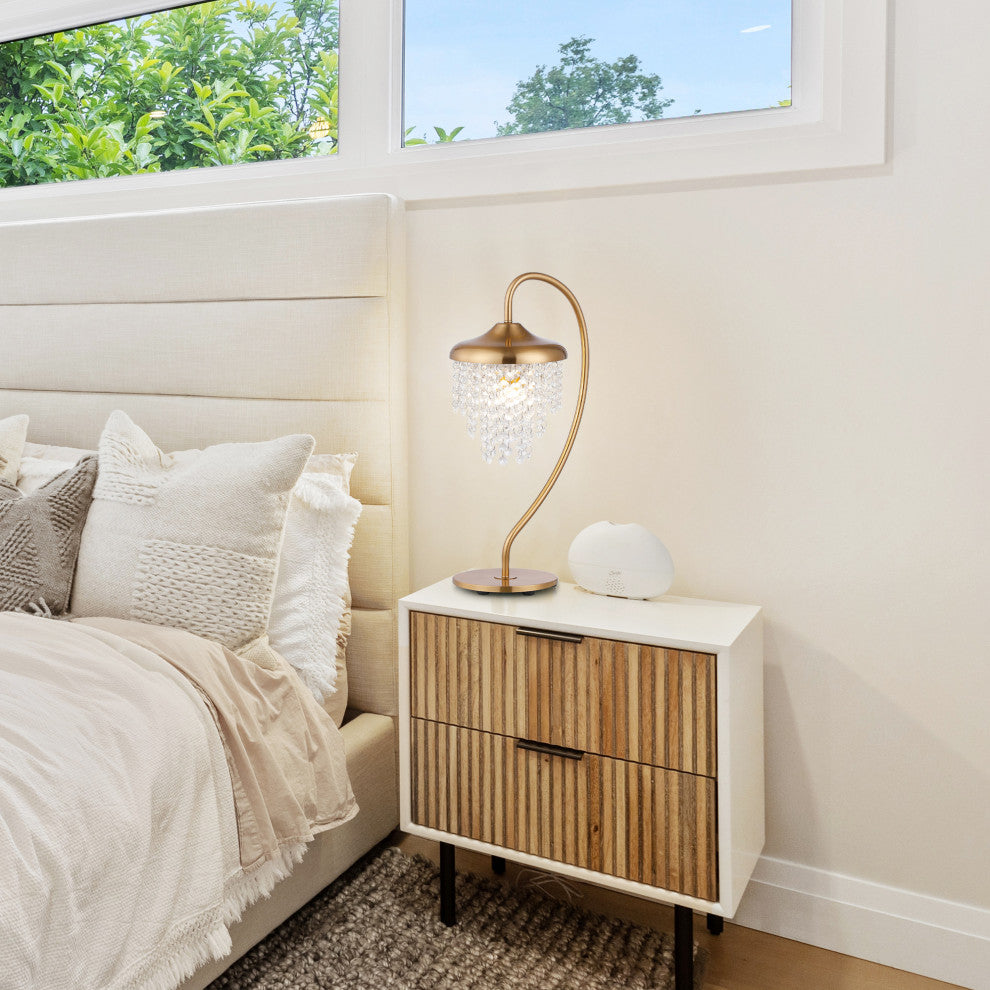 Modern Gold Crystal Table Lamp with Dimmable Switch