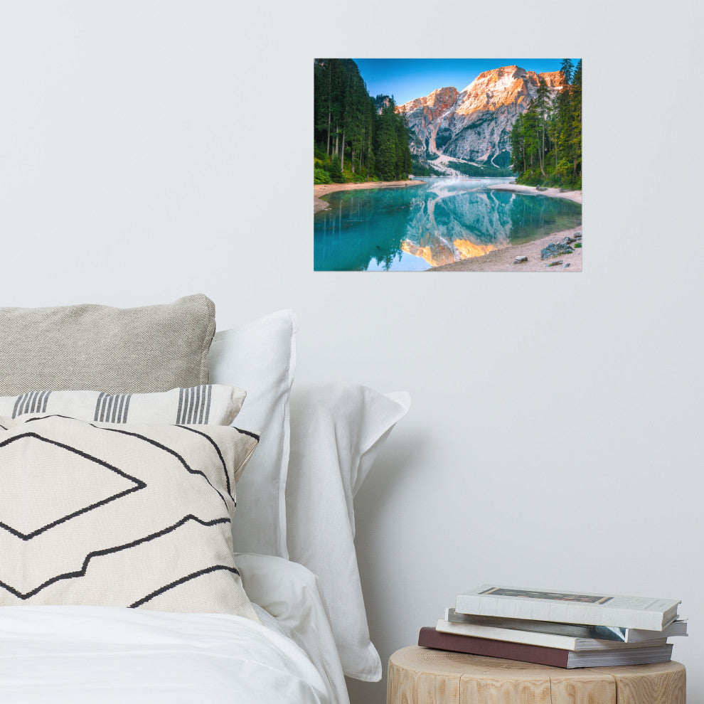 Misty Lake and Snow-cap Mountain Reflections Unframed Wall Art Prints, 16" X 20"