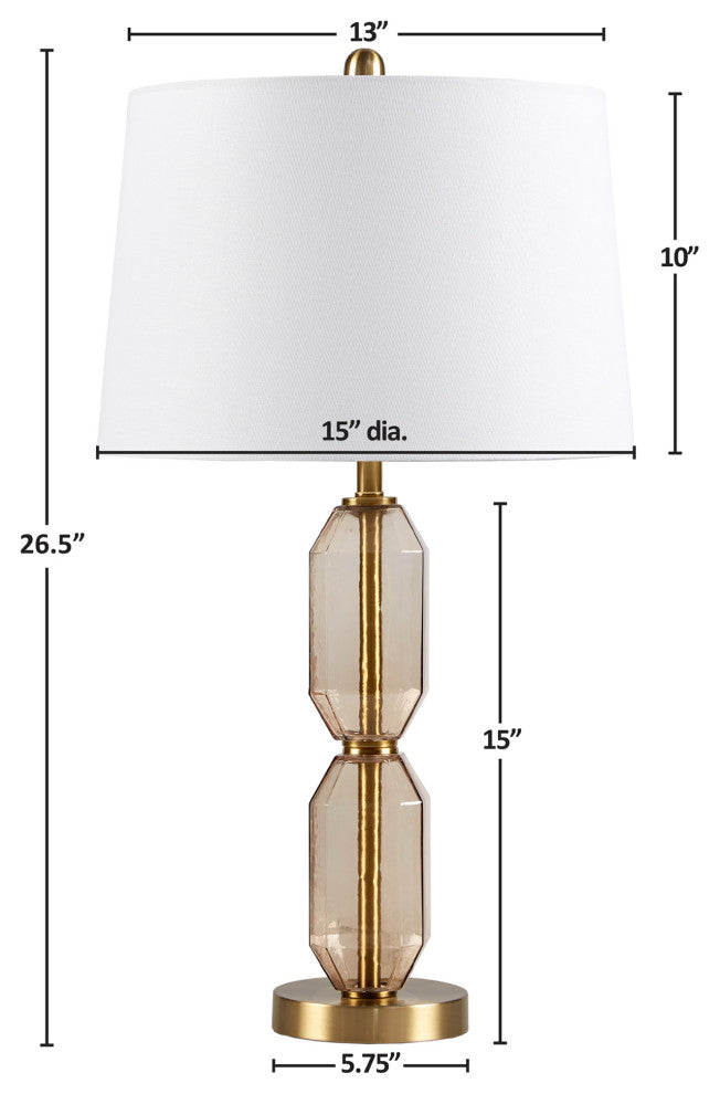 510 Design Zirconia Faceted Green Glass Table Lamp, Nightstand Light, Brown