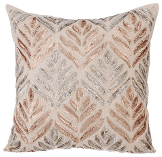 Ivory Decorative Pillow Covers 22"x22" Silk, Ageing Copper Foil