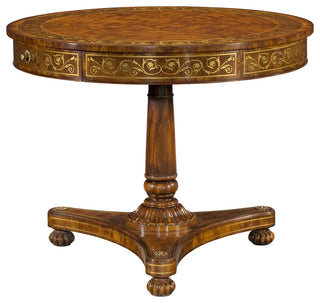 Regency Brass Inlaid Drum Table