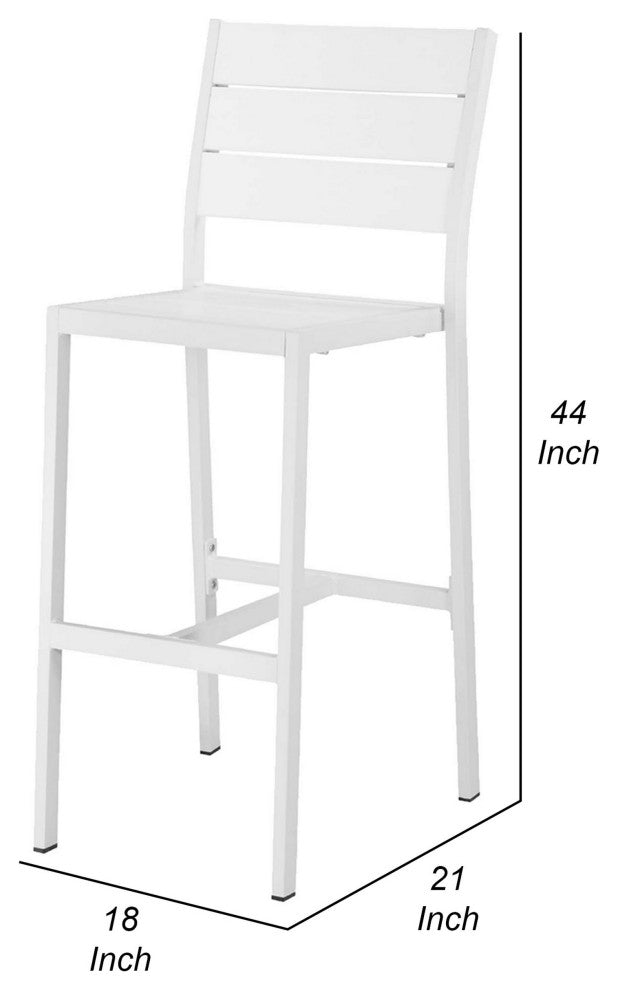 Benzara BM287728 Set of 4 Bar Height Side Chairs, White Aluminum Metal Frames