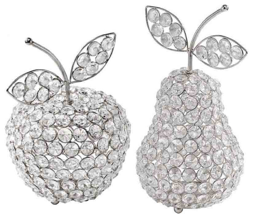 10" Silver and Faux Crystal Decorative Pear Tabletop Sculpture