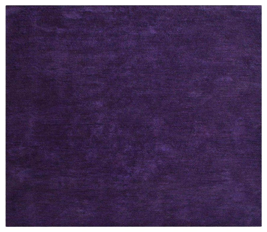 Hand Knotted Loom Silk Mix Area Rug Solid Purple